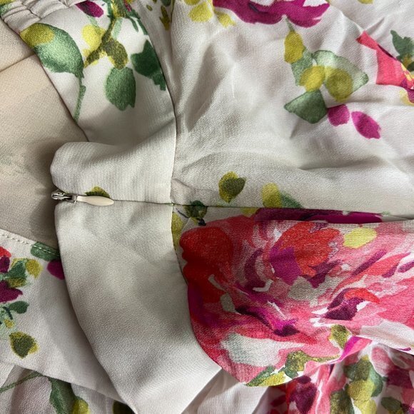 Zara L Sheer Pants Wide Leg Pink Flowers Floral Palazzo Nude Blogger Favorite - Picture 15 of 16